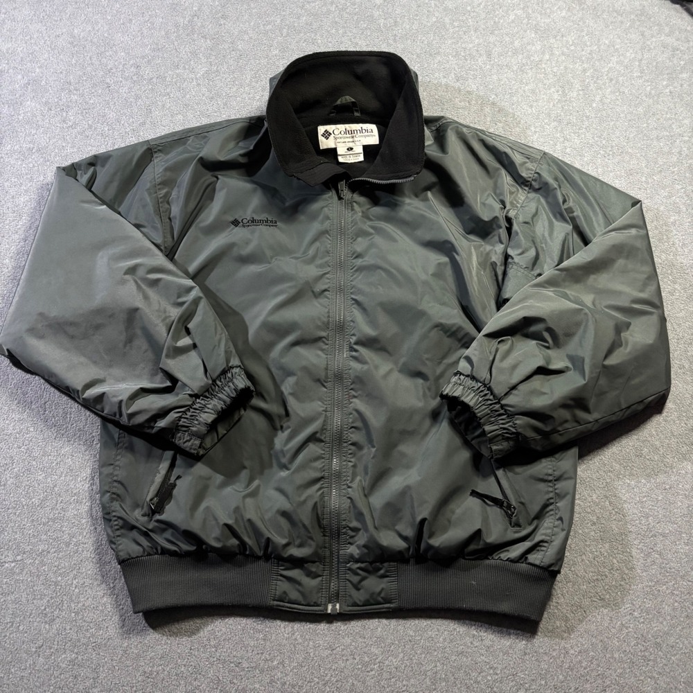 Vintage Columbia Jacket Mens Large Tall Gray Bomber Fleece Lined WT5020 Gorpcore